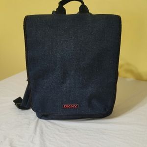 DKNY denim messenger backpack